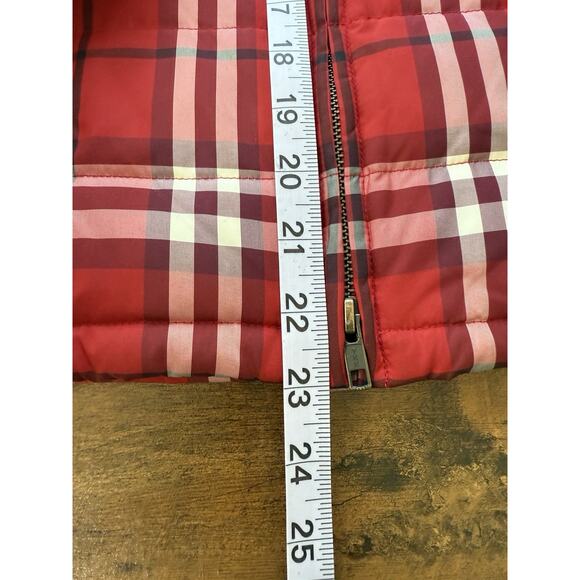 Talbots Duck Down Puffer Vest Jacket Women’s XS Quilted Gorpcore Red Plaid Zip - Picture 7 of 7